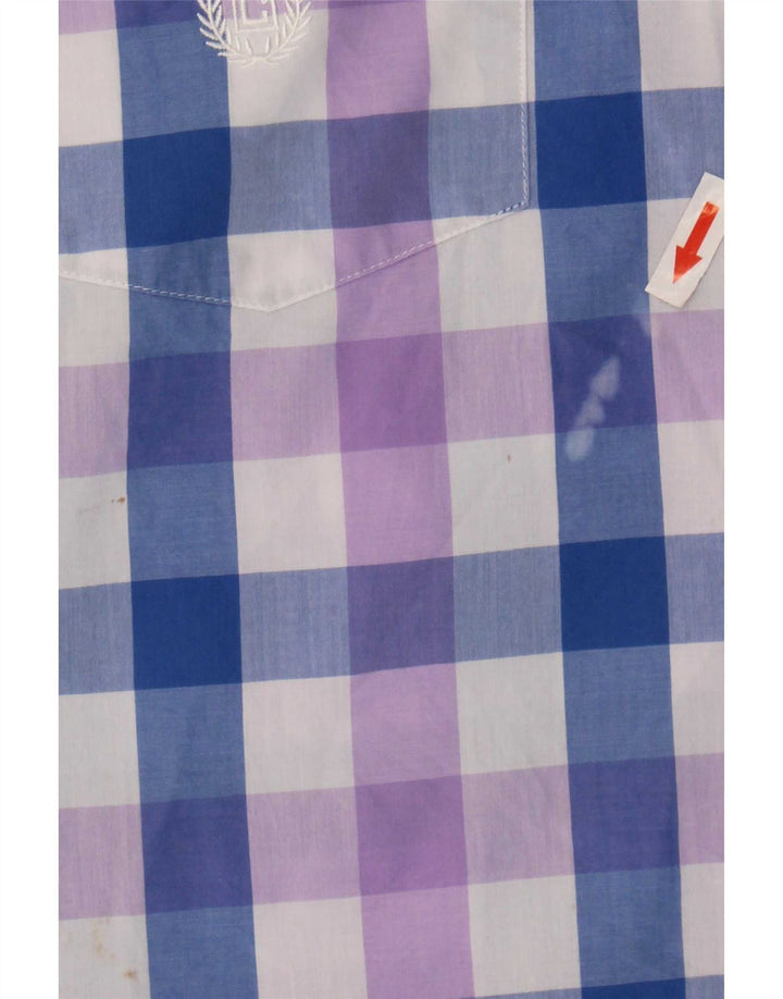 Chaps Chemise à manches courtes pour homme facile d'entretien 2XL en coton vichy bleu