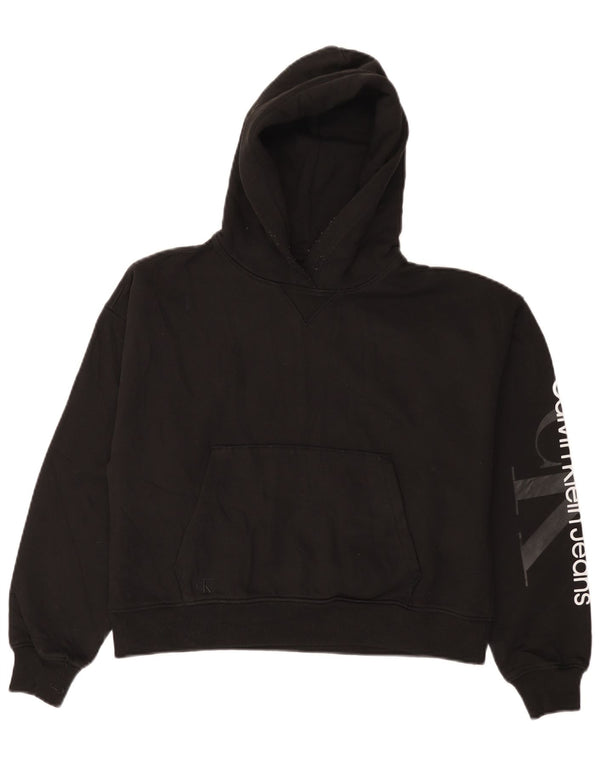 CALVIN KLEIN JEANS Pull à capuche surdimensionné pour femme UK 10 Small Noir