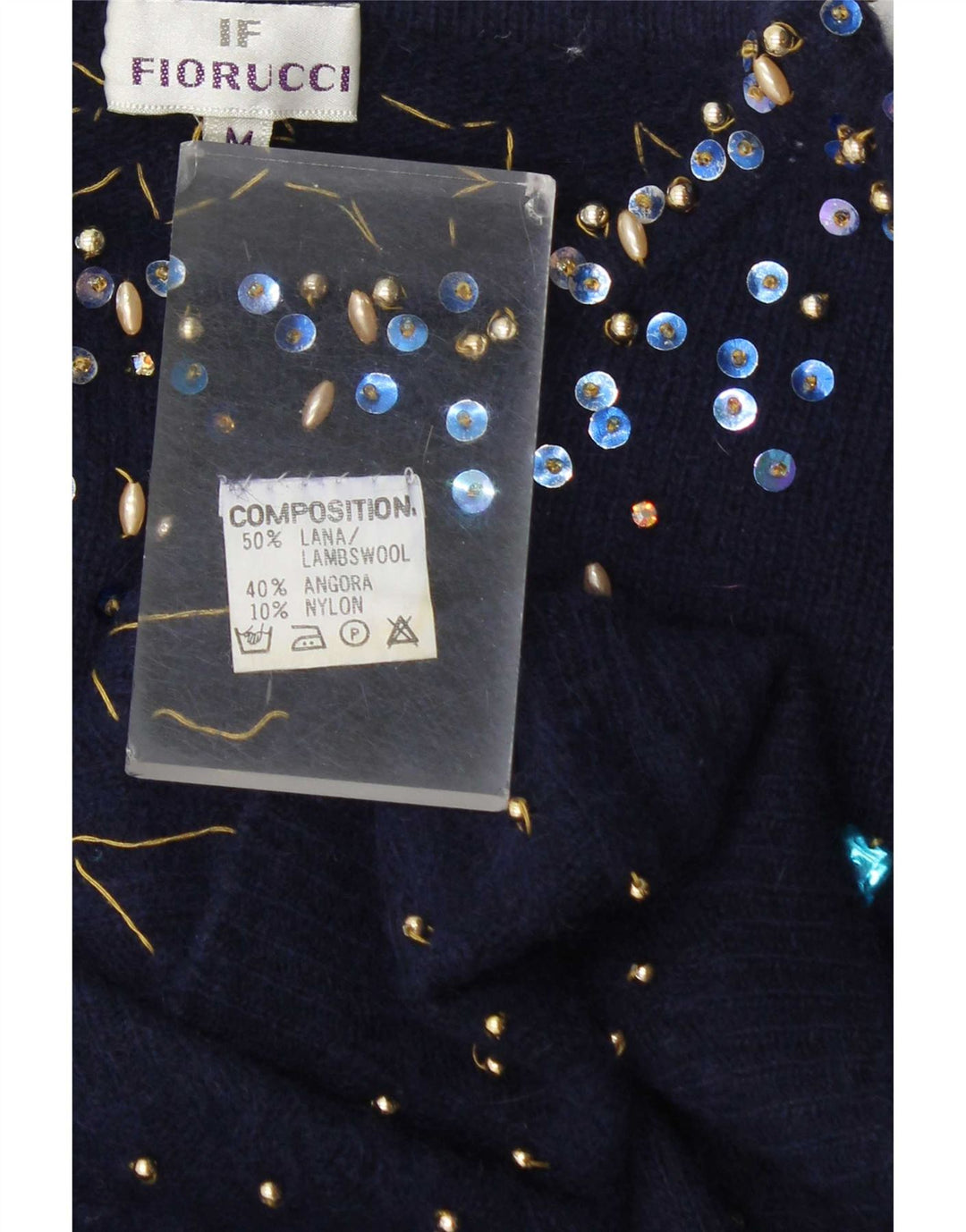 Fiorucci Pull col bateau pour femme UK 14 Bleu marine moyen à pois