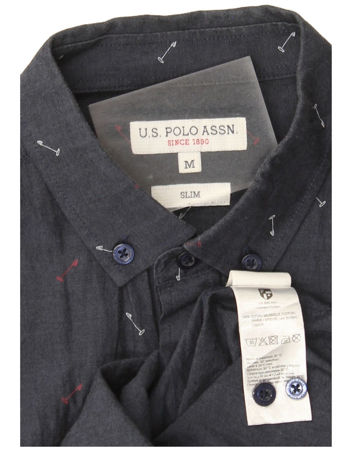 U.S. Polo Assn. Chemise Slim Motif Abstrait Homme Bleu Marine Moyen Coton
