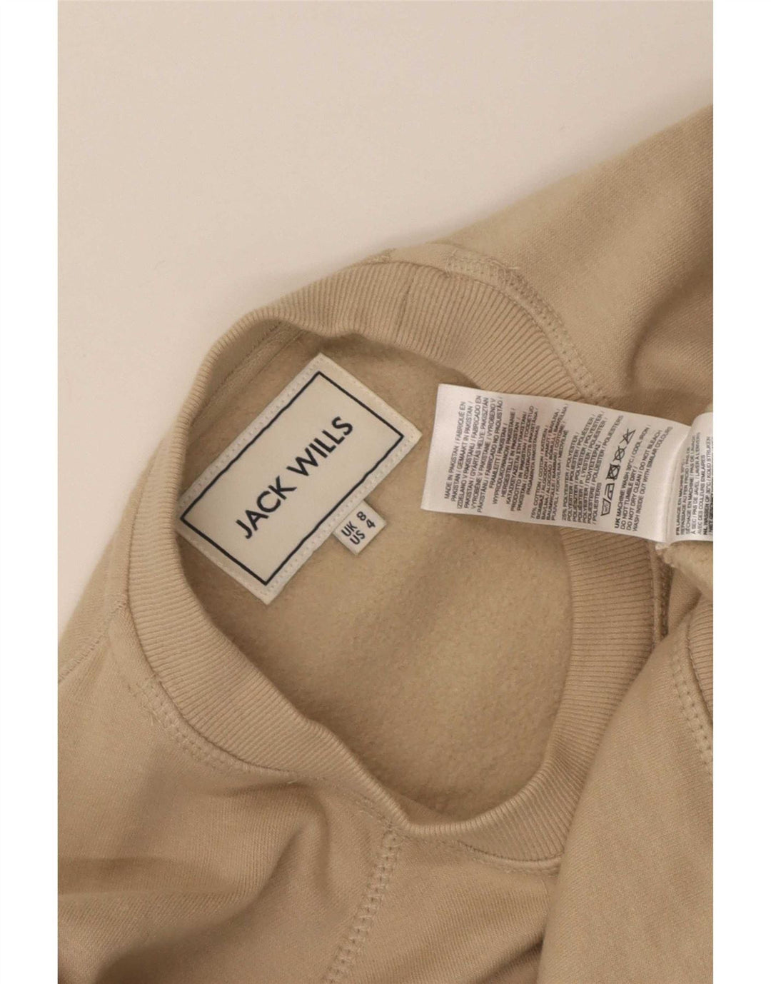 Jack Wills Sweatshirt Femme Oversized UK 8 Petit Beige Coton