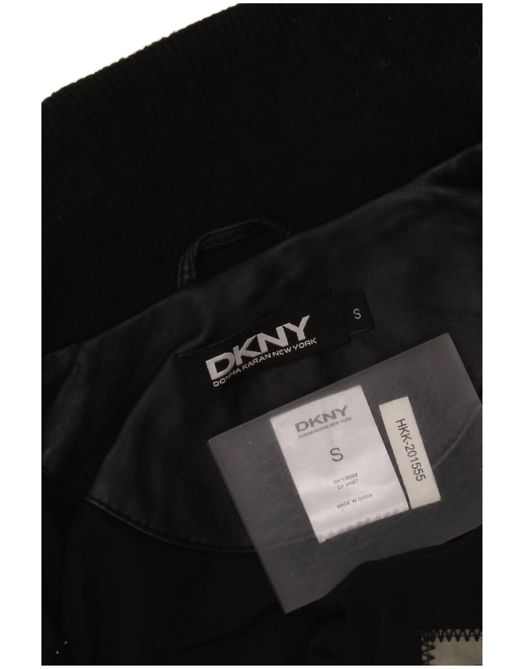 Dkny Veste en cuir pour homme UK 36 Petit cuir noir
