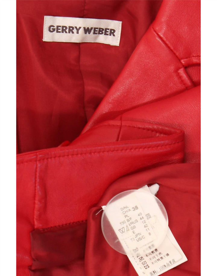 Gerry Weber Veste en cuir pour femme UK 12 Cuir rouge moyen