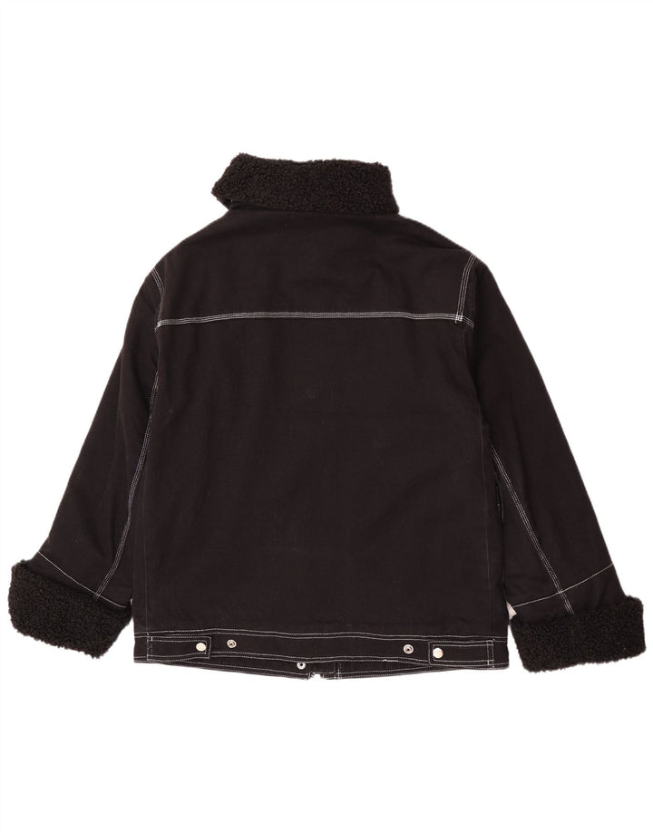 Topshop Veste Sherpa surdimensionnée pour femme UK 8 Small Noir Coton