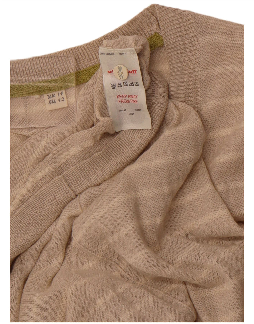 WHITE STUFF Cardigan pour femme en lin rayé beige UK 14