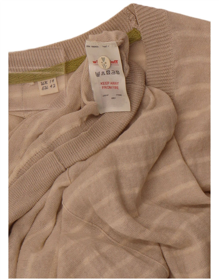 WHITE STUFF Cardigan pour femme en lin rayé beige UK 14