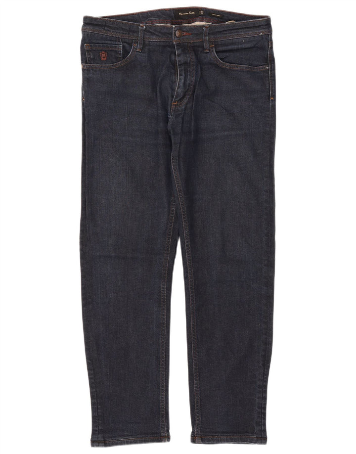 Massimo Dutti Jean Slim Homme EU 42 Large W32 L28 Bleu Marine Coton