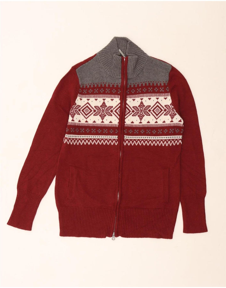 Eddie Bauer Cardigan pour homme en coton Fair Isle bordeaux moyen pour l'hiver