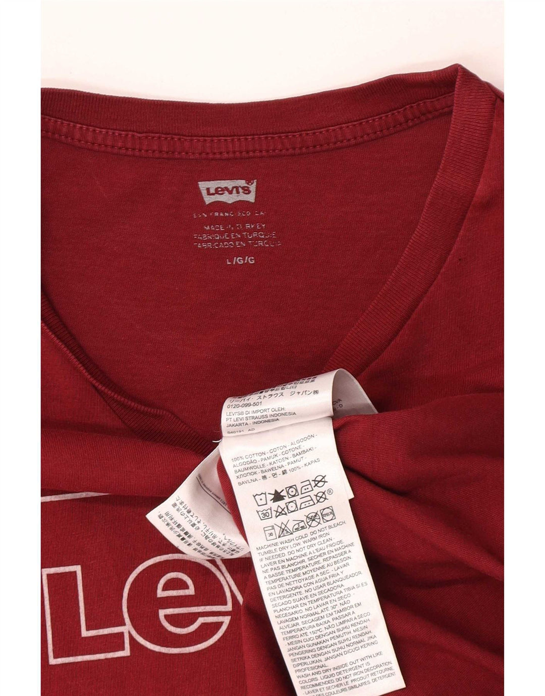 Levi's T-Shirt Graphique Homme Rouge Large Coton