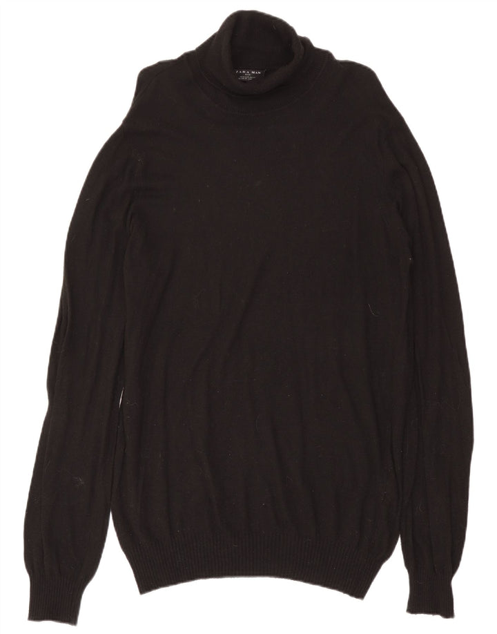 Zara Pull Col Roulé Homme XL Noir Viscose