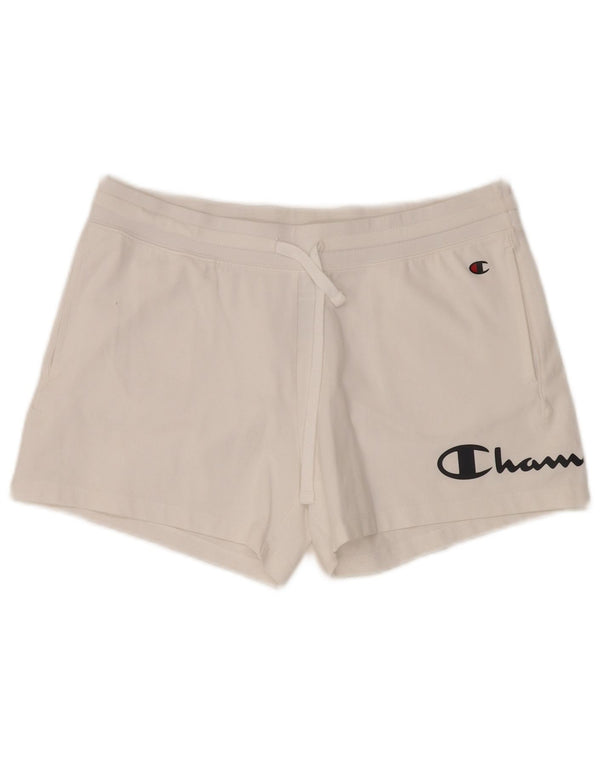 CHAMPION Short de sport graphique pour femme UK 16 Grand coton blanc