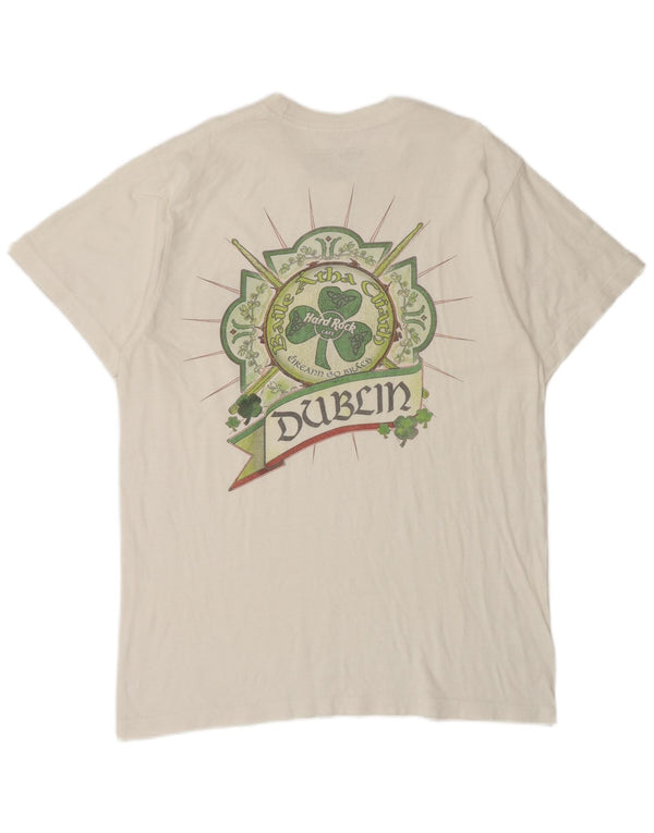 Hard Rock Cafe Dublin T-shirt graphique pour homme en coton blanc moyen