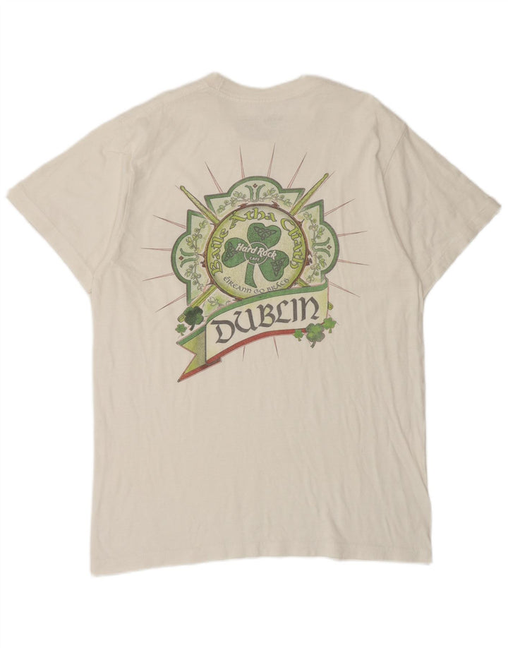 Hard Rock Cafe Dublin T-shirt graphique pour homme en coton blanc moyen