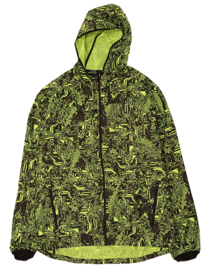 Nike Veste de pluie à capuche pour homme UK 42 XL Vert géométrique Polyester