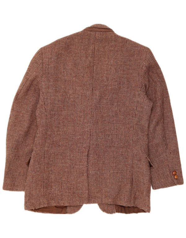 Harris Tweed Veste blazer à 2 boutons pour homme UK 36 Petit pied-de-poule marron