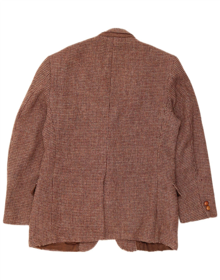 Harris Tweed Veste blazer à 2 boutons pour homme UK 36 Petit pied-de-poule marron