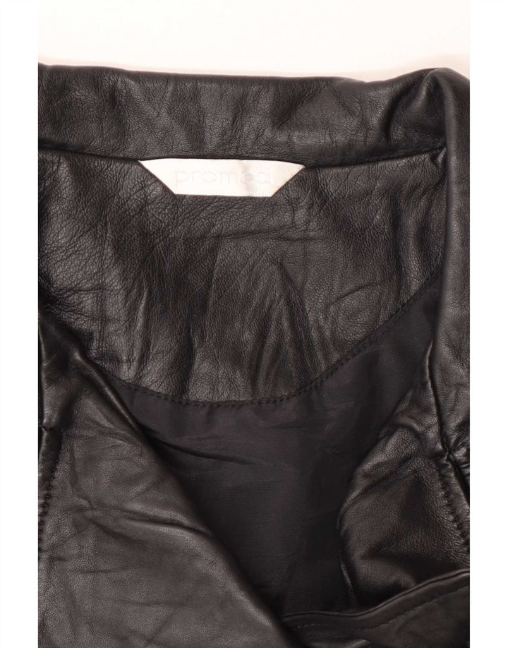 Promod Veste de motard en cuir pour femme UK 8 Small Noir