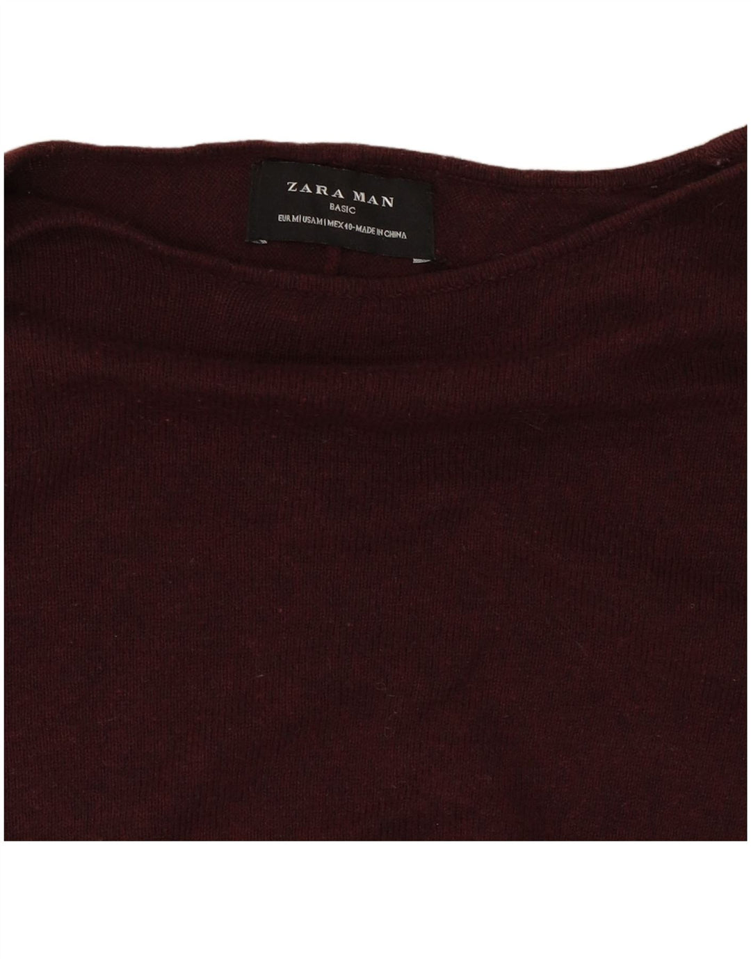 Zara Pull Col Bateau Homme Bordeaux Moyen