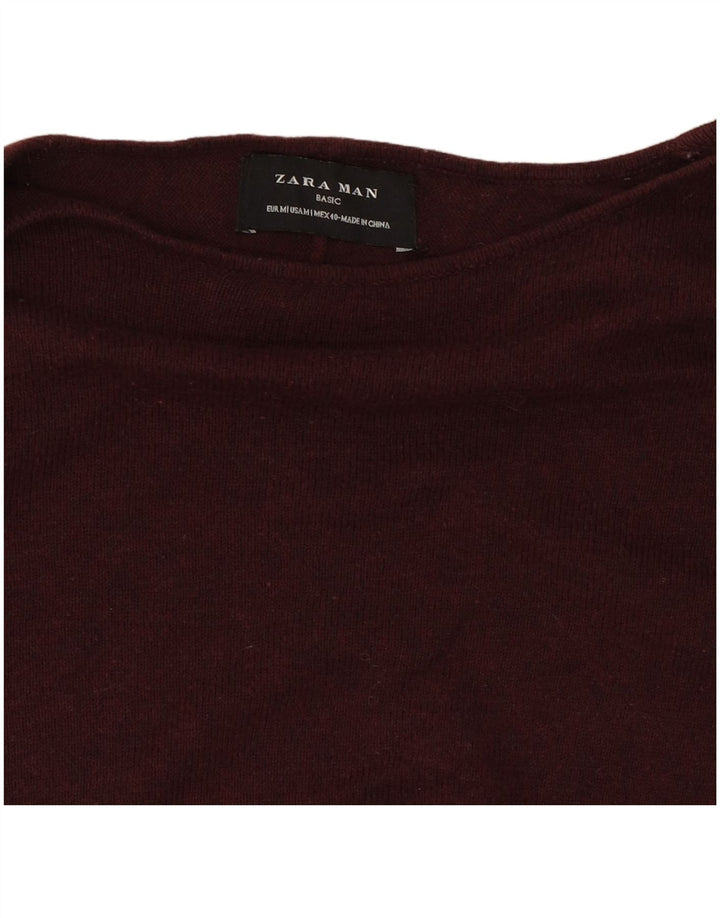 Zara Pull Col Bateau Homme Bordeaux Moyen