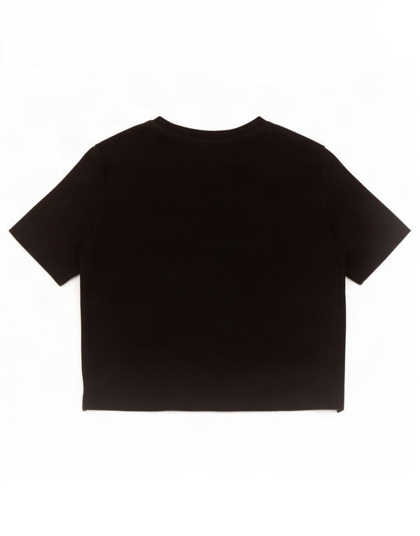 Zara Womens Crop Blouse Top UK 12 Coton Noir Moyen
