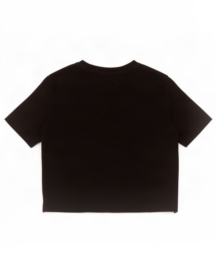 Zara Womens Crop Blouse Top UK 12 Coton Noir Moyen
