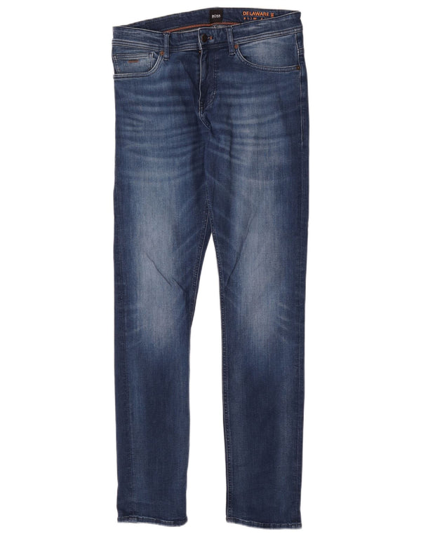Hugo Boss Femme Delaware Slim Jean W32 L34 Bleu Coton
