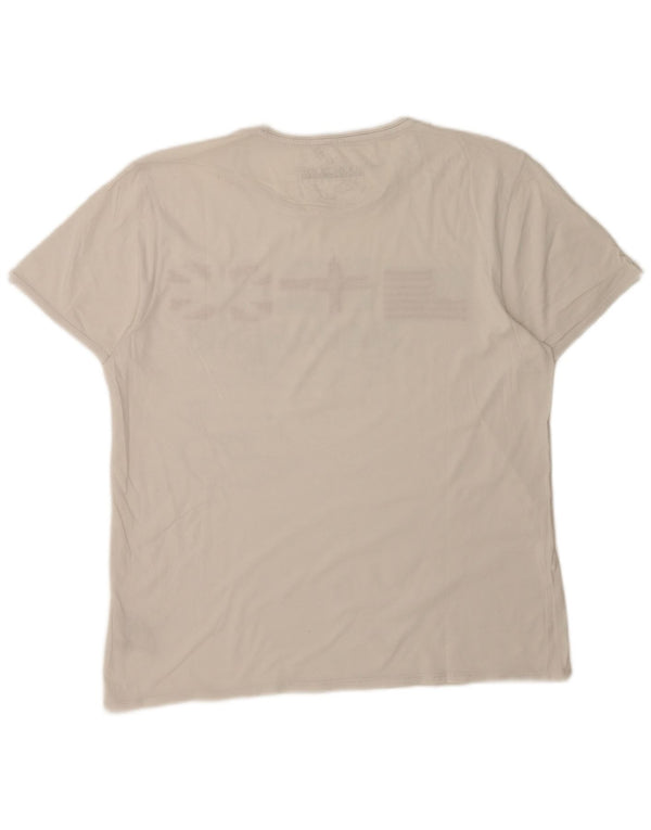 Napapijri Homme Geographic Graphic T-Shirt Top XL Blanc Coton