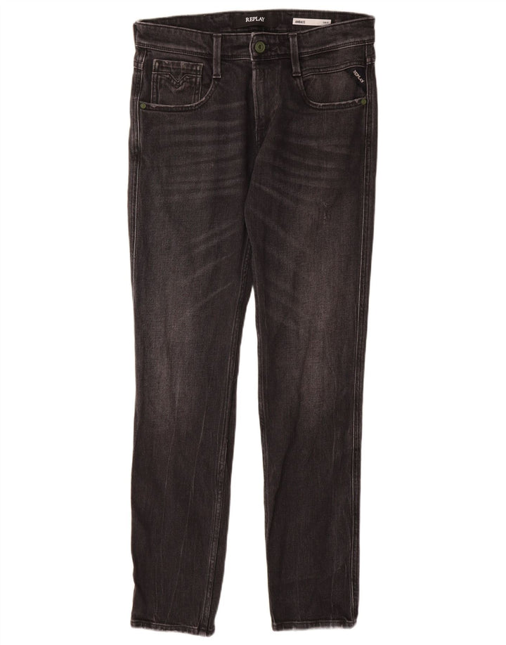 REPLAY Jean Slim Anbass Homme W29 L30 Noir Coton
