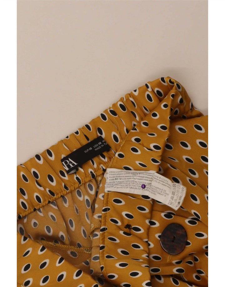 Zara Pantalon Capri Femme XS W24 L21 Jaune Spotté Polyester