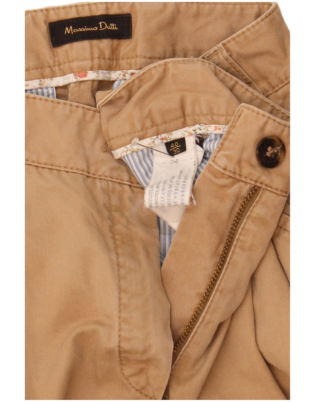 Massimo Dutti Pantalon chino à chevilles pour femme EU 40 Medium W30 L31 Beige