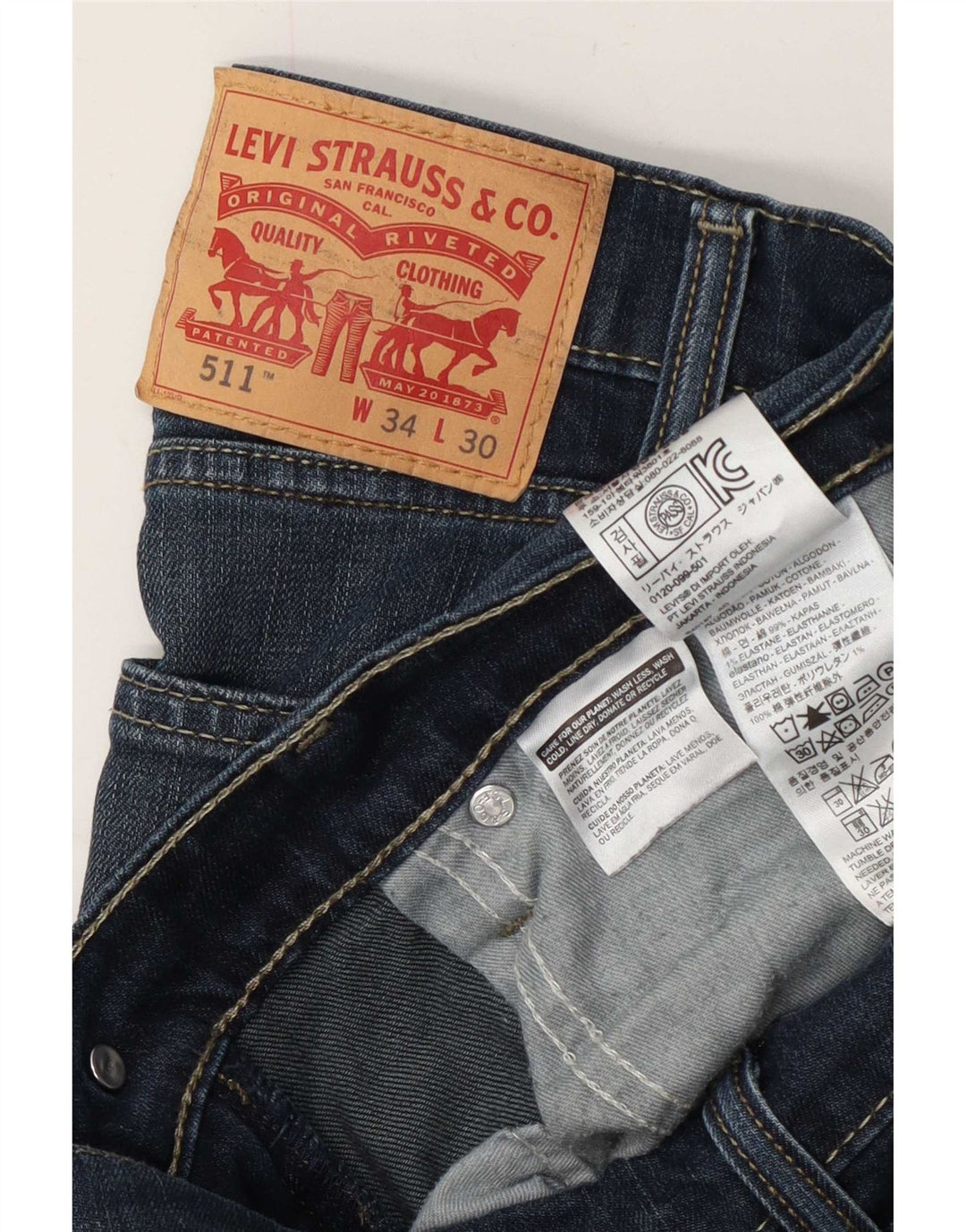 Levi's Jean Slim 511 Homme W34 L30 Bleu Marine Coton