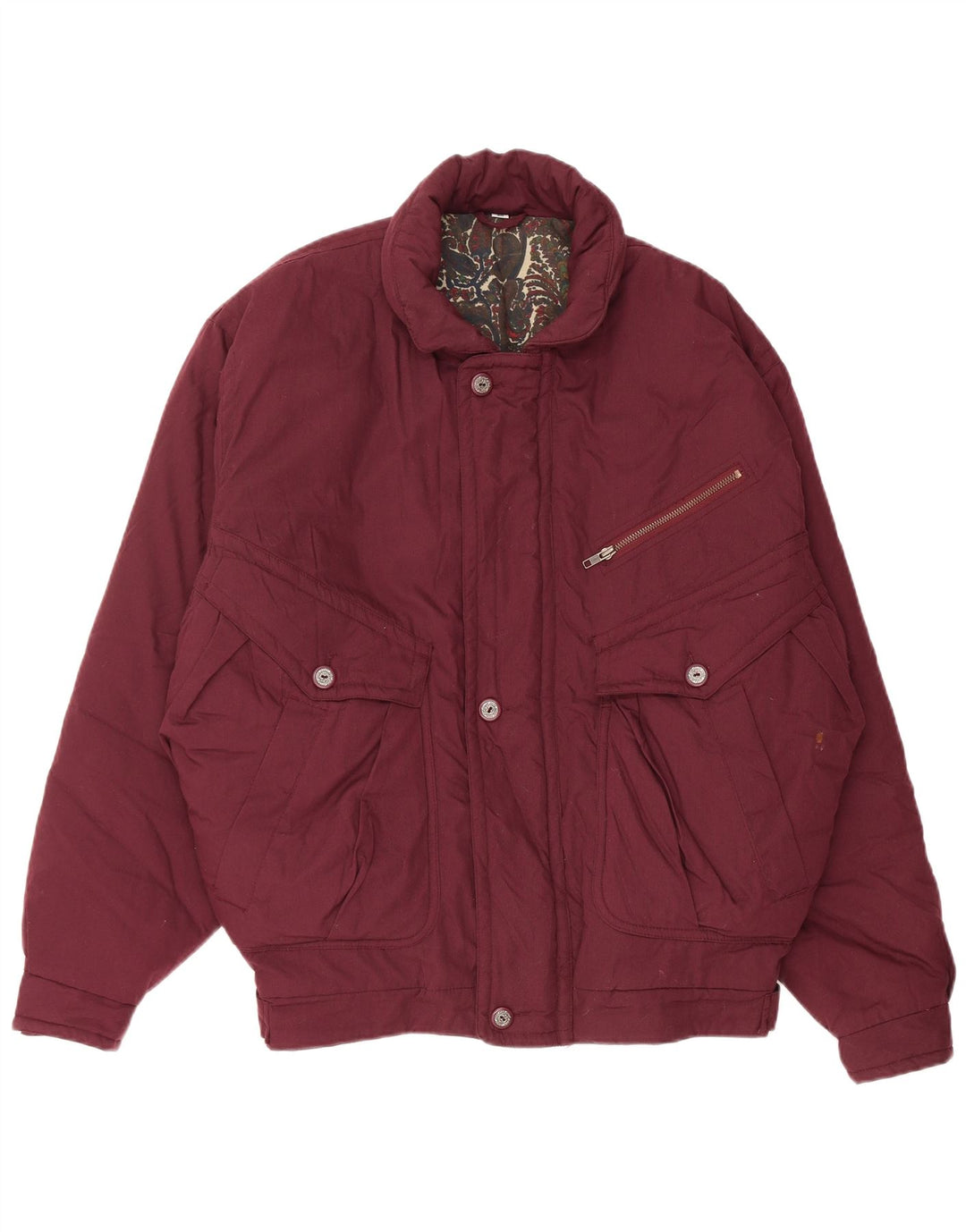 VINTAGE Veste matelassée homme IT 50 Large Bordeaux Polyester
