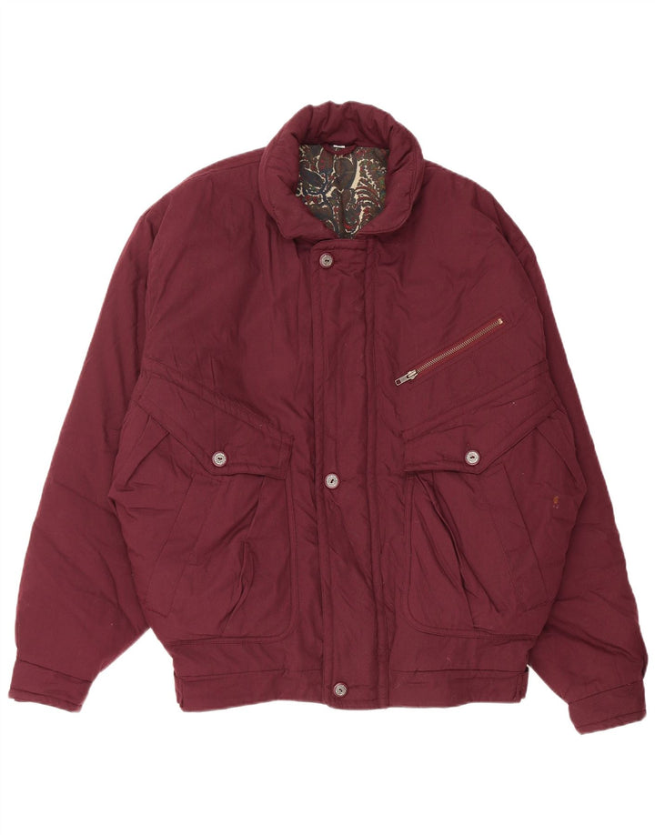 VINTAGE Veste matelassée homme IT 50 Large Bordeaux Polyester
