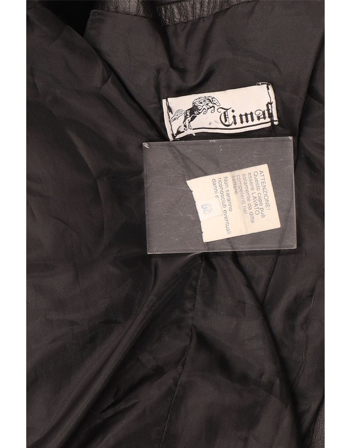 vintage Mens Leather Coat Taille 62 4XL Cuir Noir