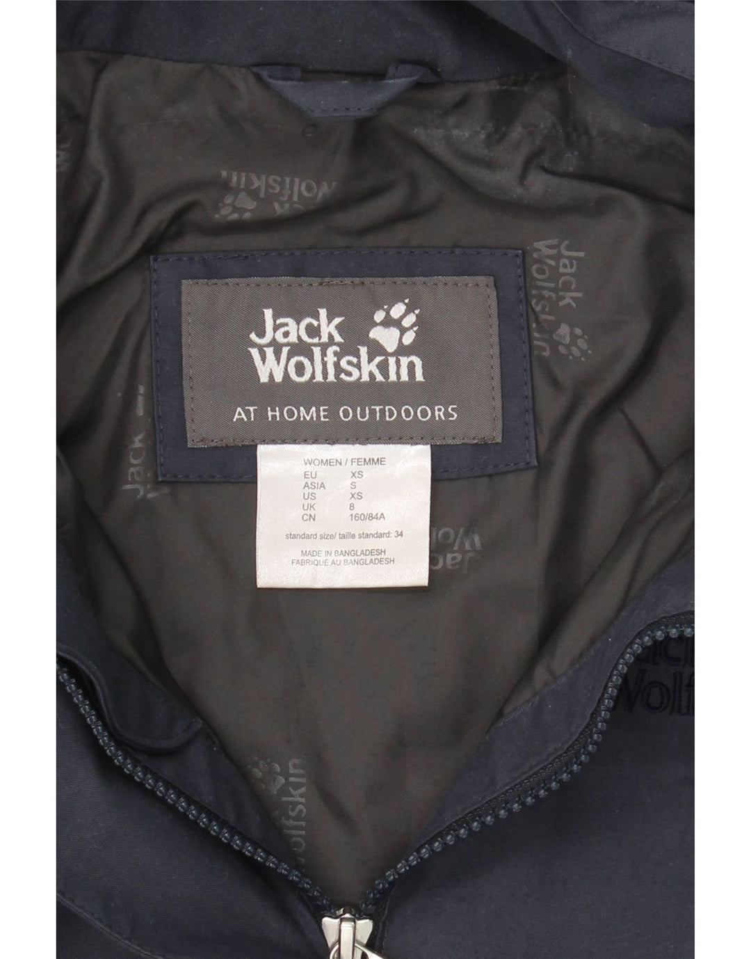 JACK WOLFSKIN Womens Hooded Raincoat UK 8 Small  Navy Blue Polyamide Vintage Jack Wolfskin and Second-Hand Jack Wolfskin from Messina Hembry 