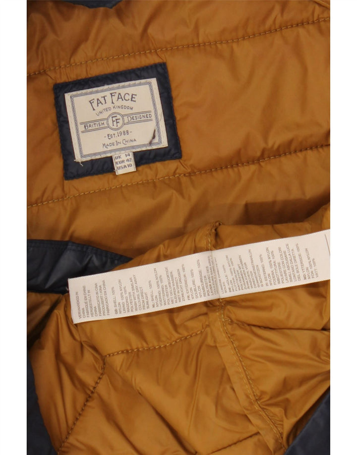 Fat Face Veste matelassée à capuche pour femme UK 14 Large Bleu Marine Nylon