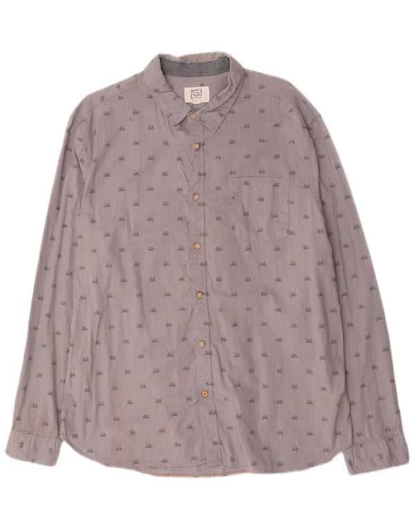 Chemise coupe classique White Stuff pour hommes 2XL en coton à pois gris