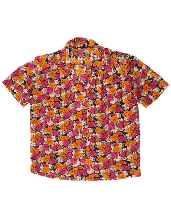 Chemise à manches courtes femme vintage UK 20 2XL Floral multicolore
