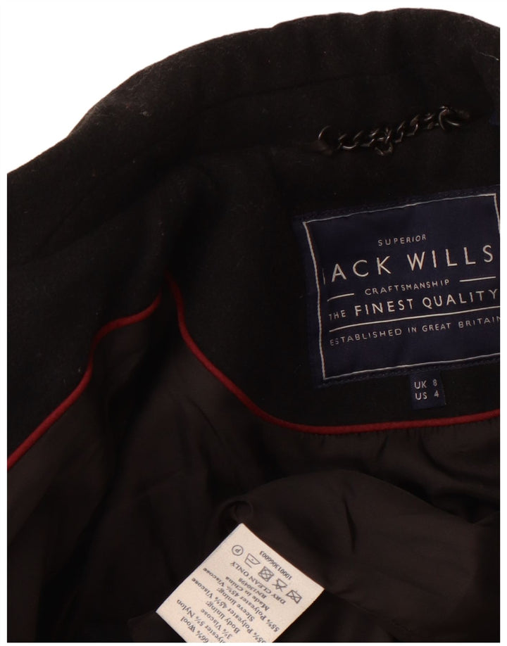 JACK WILLS Veste blazer courte pour femme UK 8 Petite laine noire