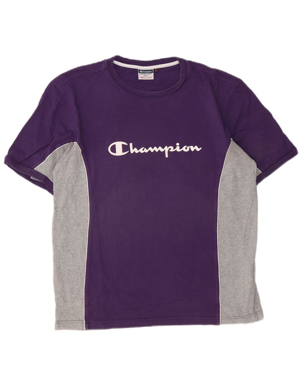 Champion T-Shirt Graphique Homme Top XL Violet Colourblock Coton