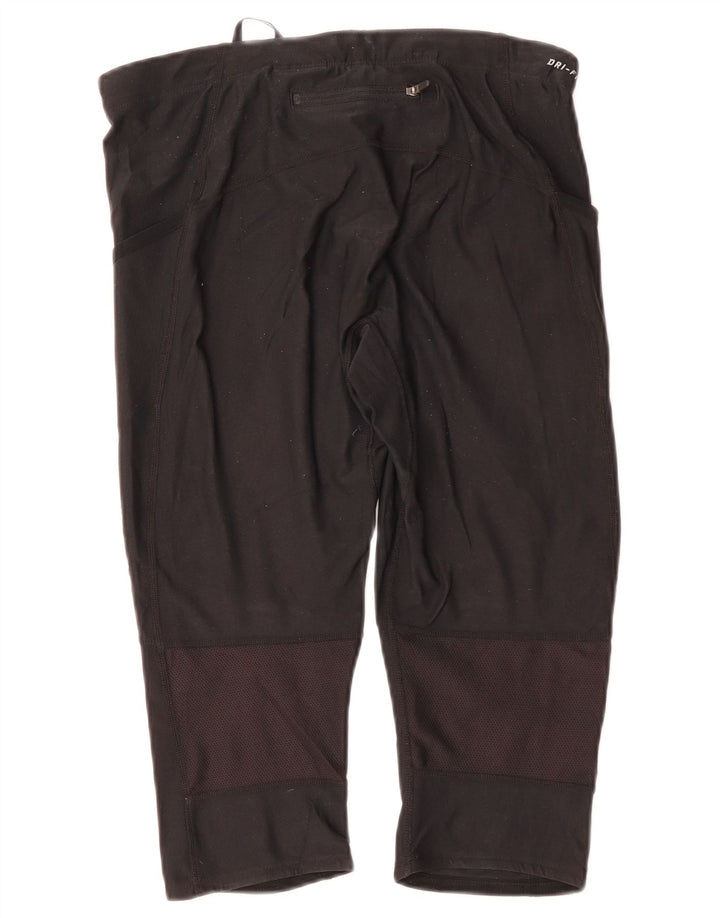 NIKE Pantalon de survêtement Dri Fit Capri pour femme UK 14 Large Noir Polyester