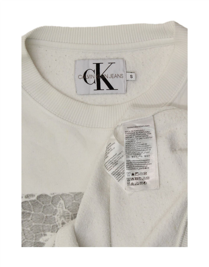 Calvin Klein Sweat-shirt graphique pour femme UK 10 Petit coton blanc