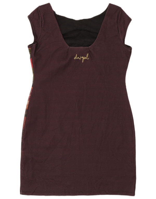 Desigual Femme Robe Fourreau UK 18 XL Marron Floral Polyester