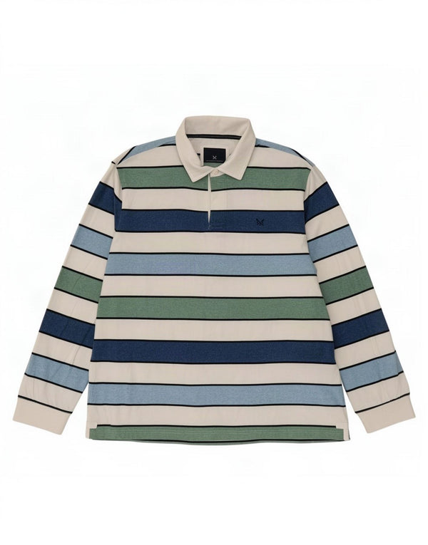 Crew Clothing Mens Long Sleeve Rugby Polo Shirt 2XL Multicoloured Striped