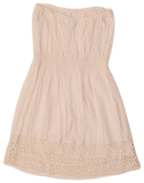 Benetton Robe bustier surdimensionnée pour femme UK 10 Petit coton floral blanc