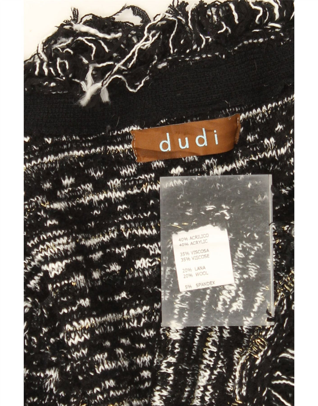 VINTAGE Femme Cardigan Pull UK 10 Petit Acrylique Rayé Noir