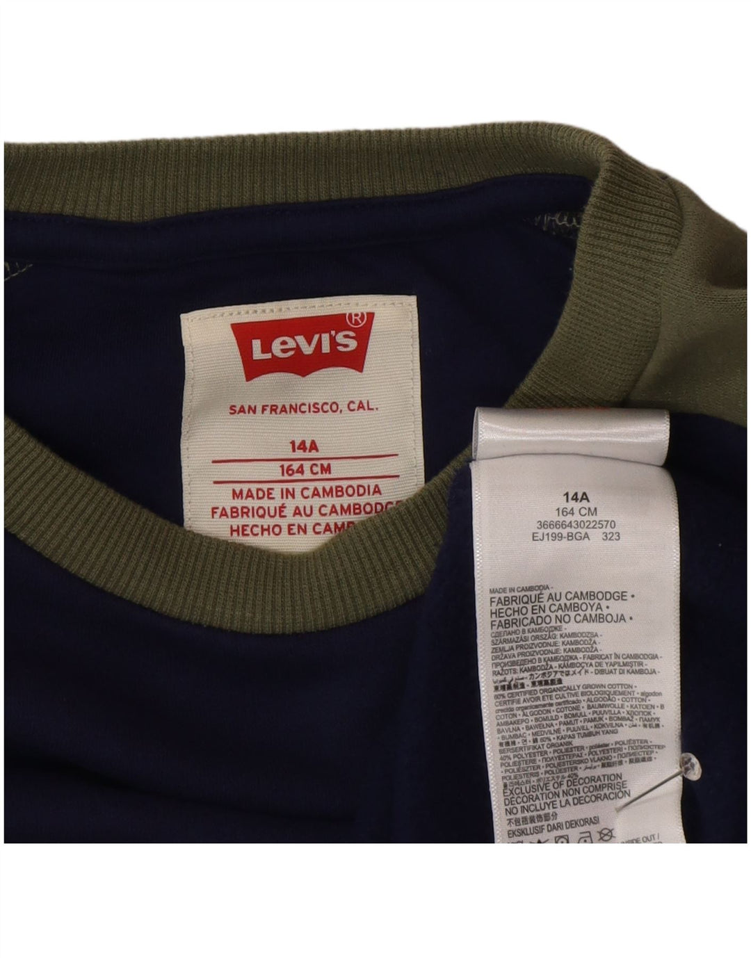 Levi's Sweat-Shirt Garçon 13-14 Ans Bleu Marine Colorblock Coton