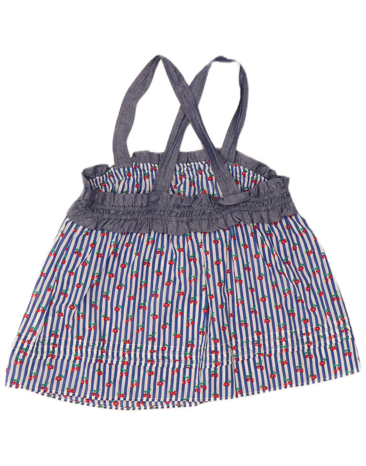 Benetton Femme Crop Cami Top UK 44 Bleu Moyen Rayé Coton