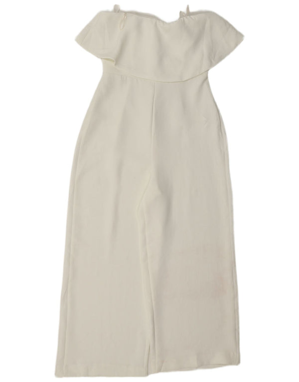 Zara Femme Combinaison Sans Bretelles UK 8 Petit Polyester Blanc