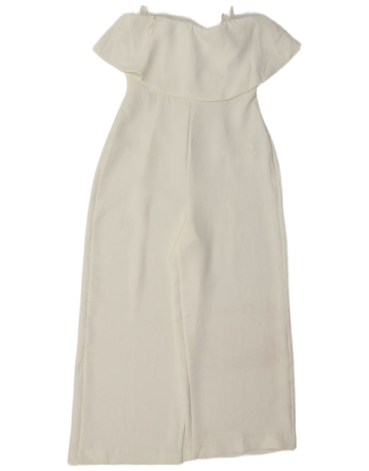 Zara Femme Combinaison Sans Bretelles UK 8 Petit Polyester Blanc